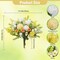 8Pcs Yellow Roses White Flowers Artificial Silk Hydrangea Bouquets Faux Floral Arrangements Picks Fake Spring Flowers for Cemetery Grave Vase Wedding Home Decor Indoor Outdoor